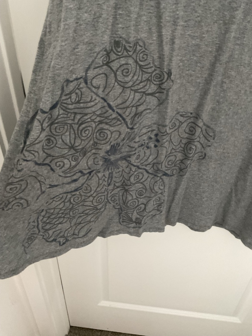 Life Is Good Gray Short-Sleeve Dress With Floral Motif sz XL - Picture 3 of 5